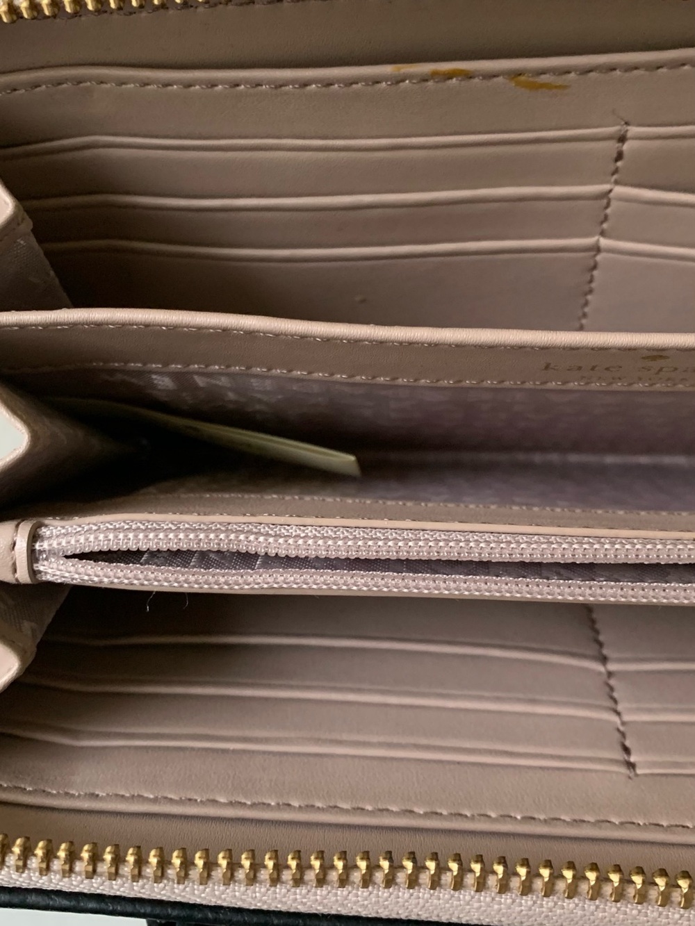 kate spade Pebbled Leather Wallet in Taupe Gold Hardware black tassel - Picture 10 of 12